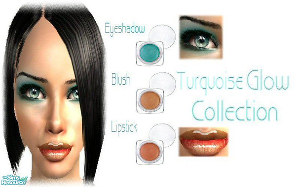 Sims 2 — Turquoise Glow Collection by fortunecookie1 — Here is a makeup collection made to compliment your sims outer