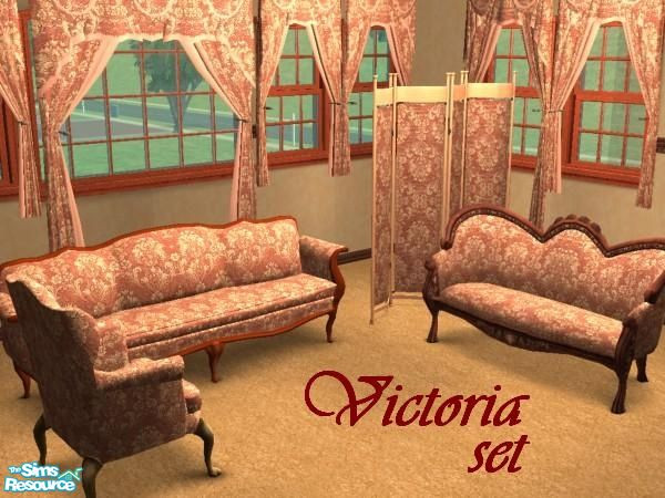 Sims 2 — Victoria Set by Uroboros07 — An elegant Victorian look for your sims homes. Maxis basegame furniture recolor.