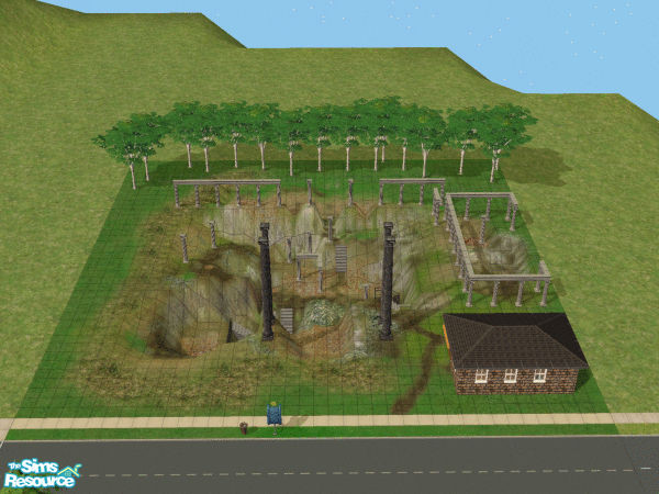 Sims 2 — Ancient Digsite by CMallory — This is an archeological digsite, complete with mosaics, artifacts. Some custom