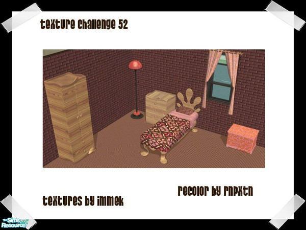 Sims 2 — TC52 Bedroom by rpaxton — Texture Challenge 52 Bedroom recolor of Maxis meshes, textures by ImmeK, by rnpxtn.