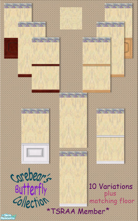 Sims 2 — Carebear's Butterfly Collection by oldmember_carebear71 — A subtle wallpaper embellished with a carefree