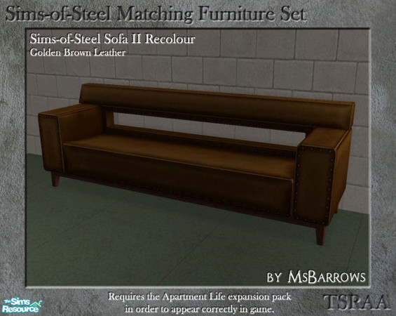 Sims 2 — Sims-of-Steel Set - Sofa Leather - Golden Brown by MsBarrows — A recolour of the leather of the Sims-of-Steel