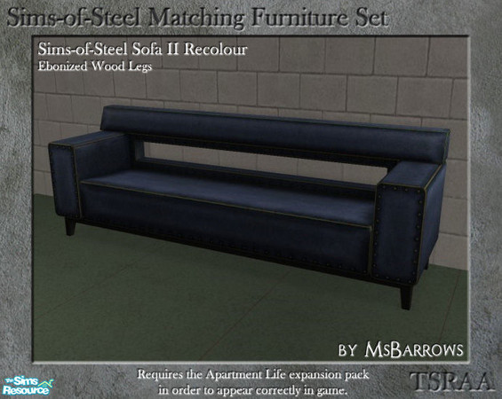 Sims 2 — Sims-of-Steel Set - Sofa Legs - Black by MsBarrows — A recolour of the legs of the Sims-of-Steel Sofa II in