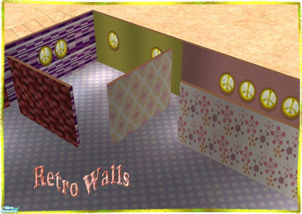 Sims 2 — Retro Wallpapers by Malitia — A set o 6 different retro wallpapers.