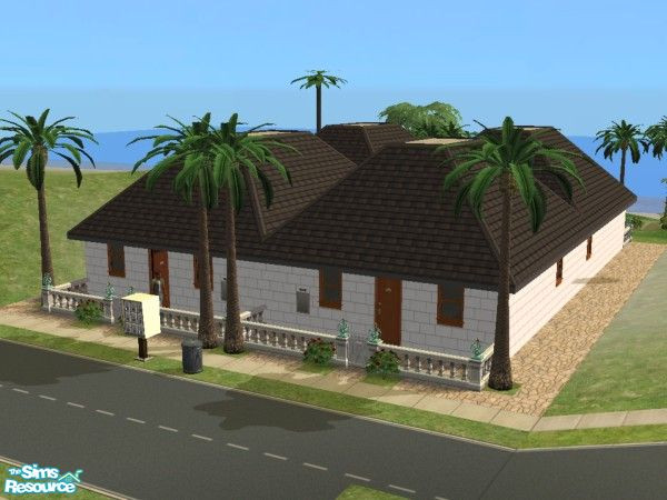 Sims 2 — Palms\' trees condominium  by jabire — Four huts rent and lake