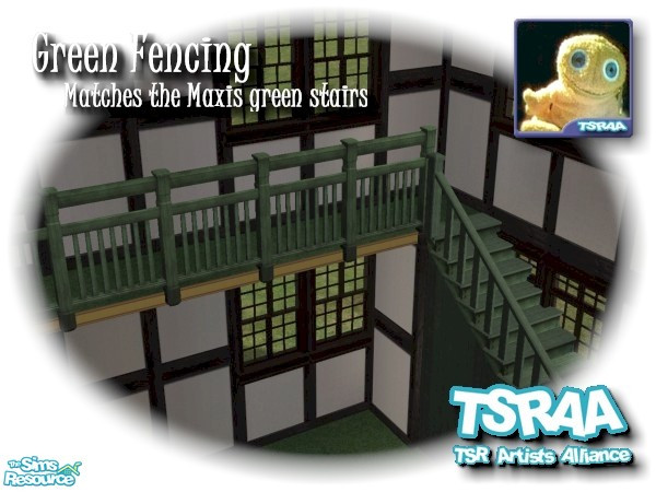 Sims 2 — Green Wood Fence by Cyclonesue — A new fence for your Sims and an ideal match for the Maxis green modular
