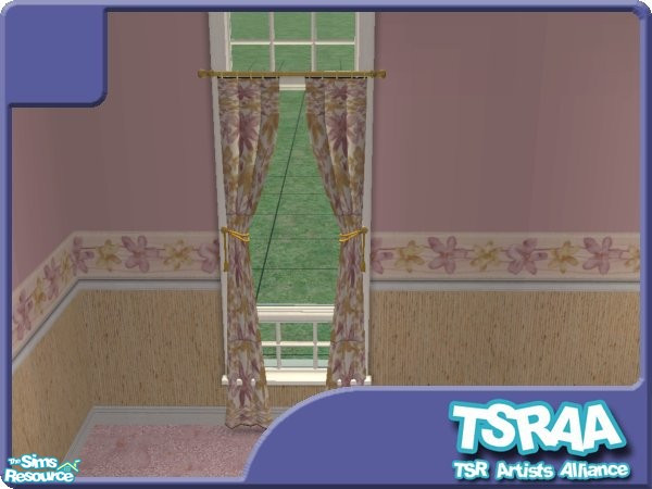 Sims 2 — Pink Sand Daisies Cornerstone Curtains by jeni — To give a choice of curtains! *TSRAA*