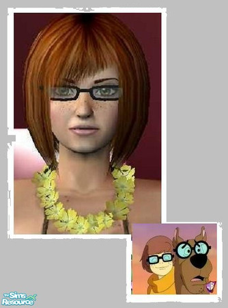 Sims 2 — Velma Dinkley by kristiemi —  Velma from scooby doo! To achieve look you must download freckled skintone at