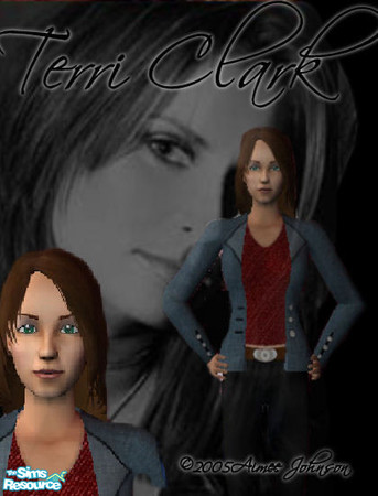 Sims 2 — Terri Clark by unleashed21 — Country Western singer. Made upon request. Custom made jeans, top, and hair!
