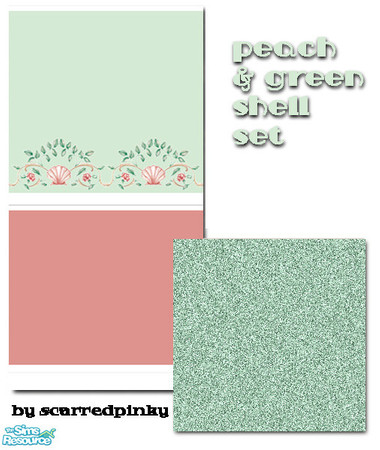Sims 2 — Peach & Green Shell Set by scarredpinky — A pretty peach & green shell set that looks lovely in a