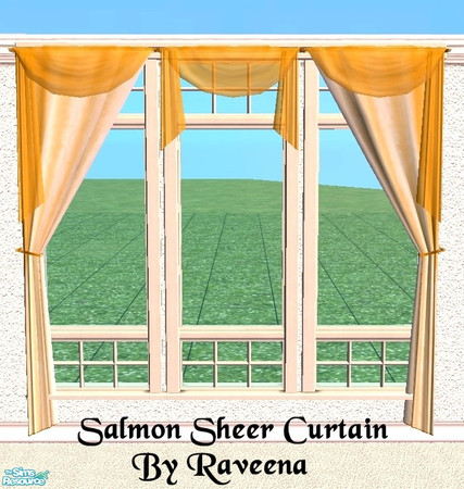 Sims 2 — Salmon Sheer Curtain by Raveena — You will need all 3 of BitzyBus's curtain meshes. The middle and right mesh
