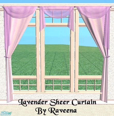 Sims 2 — Lavender Sheer Curtains by Raveena — You will need all 3 of BitzyBus's curtain meshes. The middle and right mesh