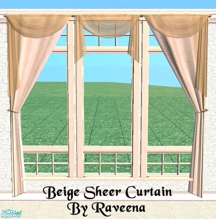 Sims 2 — Beige Sheer Curtain by Raveena — You will need all 3 of BitzyBus's curtain meshes. The middle and right mesh