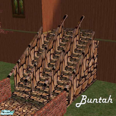 Sims 2 — Brown Stone Stairway by buntah — TSRAA stairways for stone and brick homes.