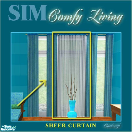 Sims 2 — SIM Comfy Living Sheer Curtain by Cashcraft — You must download BOTH meshes, straight and diagonal curtain from