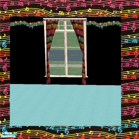 Sims 2 — Musically Inclined Curtains by auracyan — Loft style curtains for your musically inclined bedroom.