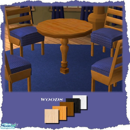 Sims 2 — Round Wood  Kitchenette Table by Dgandy — Perfect for eat in kitchens. Round wood table and matching fabric and