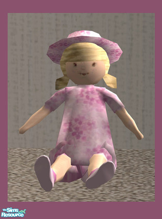 Sims 2 — SB_Doll03 by ShortyBoo — A doll with blonde hair with a pink floral dress and hat. You'll need the fixed version
