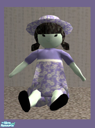 Sims 2 — SB_Doll01 by ShortyBoo — An alien doll with a purple dress and hat. You will need the fixed version of Natrobo's