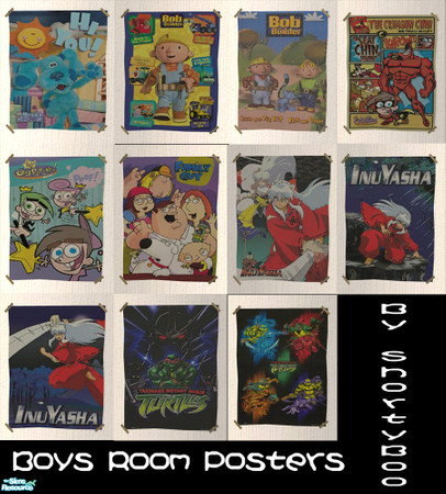 Sims 2 — Boys Room Posters by ShortyBoo — Eleven posters perfect for any little boys room, no matter what they're into.