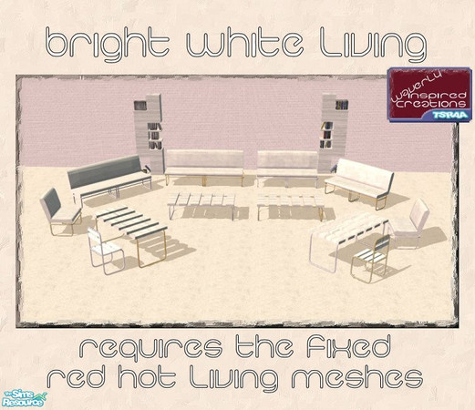 Sims 2 — Bright White Living by Waverly — A simple white living with your choice of gold or silver accents. Featuring