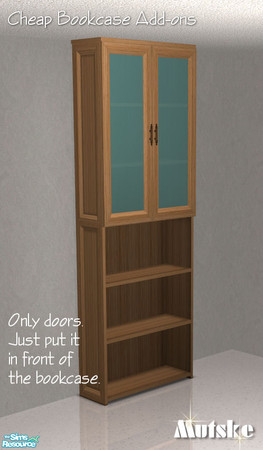 Sims 2 — Bookcase Cheap Tall Doorglass 09 by Mutske — ** Updated **. If you put something behind the glass doors, you can