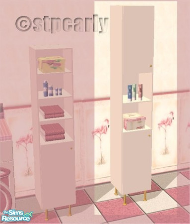 Sims 2 — Flamingo Bath Cabinet by STP Carly — Flamingo's in the bathroom adding a touch of pink.