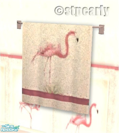 Sims 2 — Flamingo Bath Bath Towel by STP Carly — Flamingo's in the bathroom adding a touch of pink.