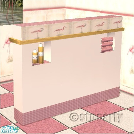 Sims 2 — Flamingo Bath Divider by STP Carly — Flamingo's in the bathroom adding a touch of pink.