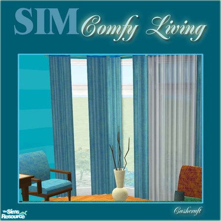 Sims 2 — SIM Comfy Living Diagonal Curtain by Cashcraft — Sims love their comfort and this comfy living space is filled