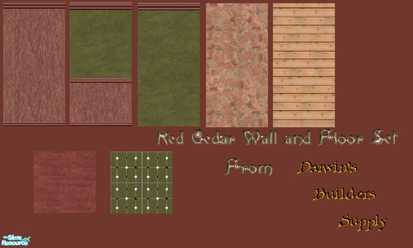 Sims 2 — Red Cedar Wall & Floor Set by younce135 — 