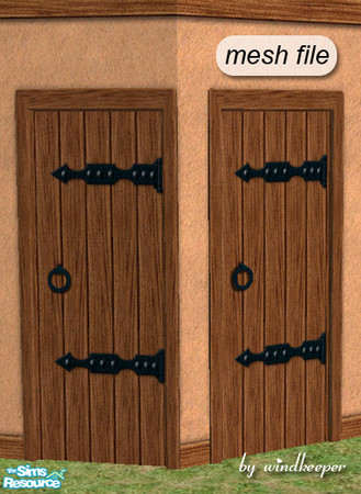 Sims 2 — Medieval tavern door diagonal by Windkeeper — Diagonal version of "Medieval tavern door" from this