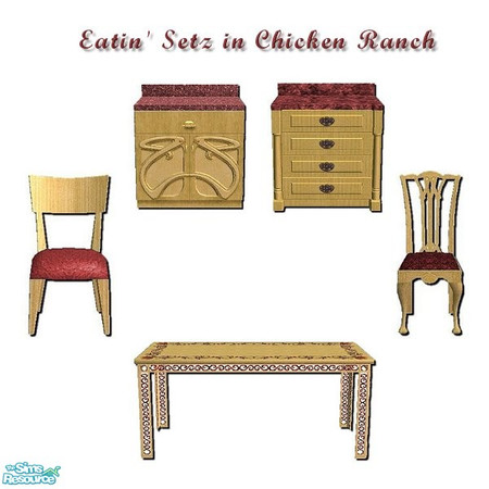 Sims 2 — Eatin' Setz in Chicken Ranch by iwubu — Hand poured counter tops, hand woven chair cushions and a hand painted
