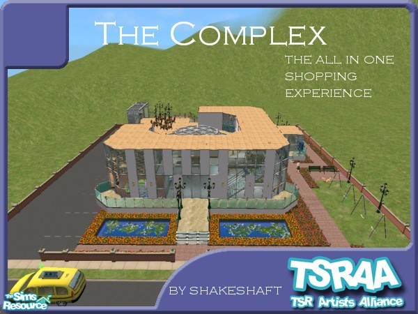 Sims 2 — The Complex by Shakeshaft — This is an all in one complex with everything your sim needs for a happy shopping