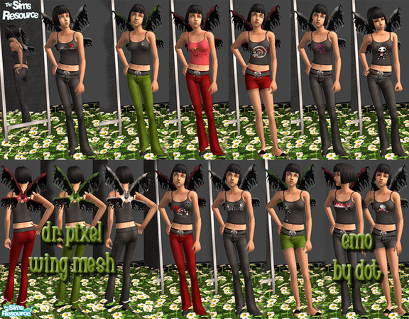 Sims 2 — EMO by DOT — Dr. Pixel ButterflyWings MESH in ACCESSORIES Change At Mirror or Make in Create A Sim *GET MESH*