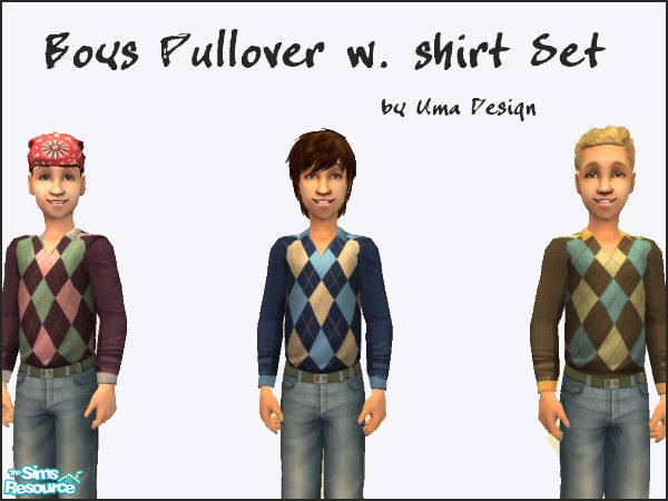 Sims 2 — Boys\' Pullover with Shirt - Set by Uma Design — Fall is here! Keep your little boys warm and cozy in a pullover