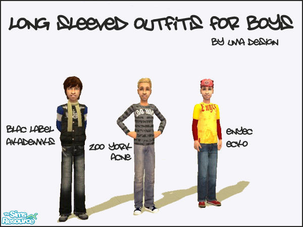 Sims 2 — Boys\' Outfits with Long Sleeves - Set by Uma Design — Trendy outfits for little boys! Includes clothing from