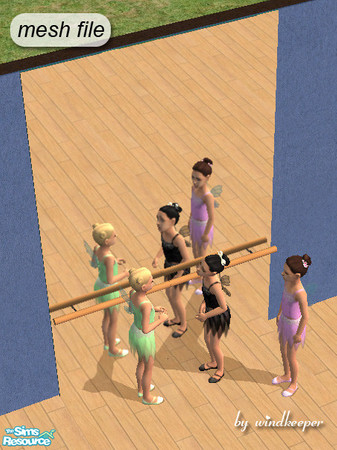 Sims 2 — Wall-size ballet mirror by Windkeeper — Wall-size 1-tile ballet mirror. Makes seemless mirror wall if placed