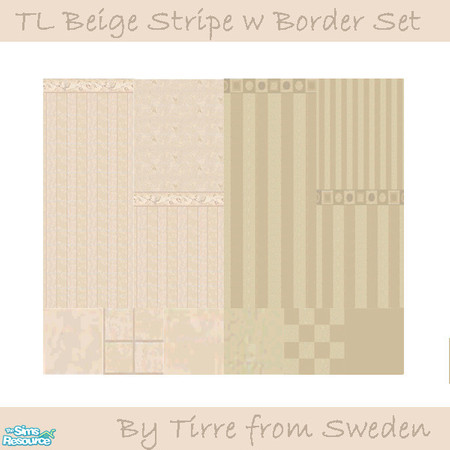 Sims 2 — TL Beige Stripe w Border Set by Tirre — A nice set of wallpapers and matching floors.