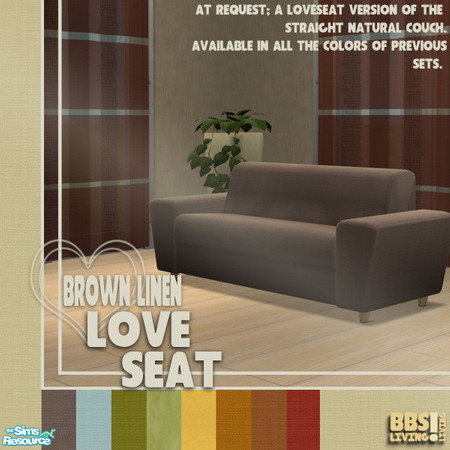 Sims 2 — The Loveseat, Brown linen by BetterbeSim — At request; a loveseat version of the Straight Natural couch.