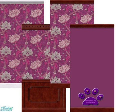 Sims 2 — Windrush by Snowbelle —  a morris design on a purple background.