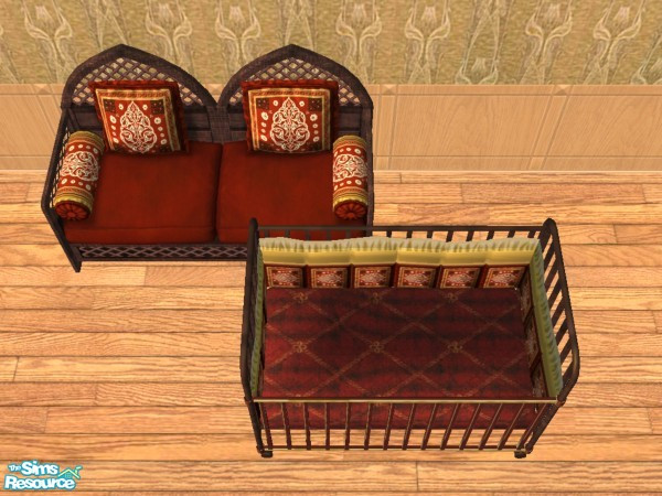 Sims 2 — Maxis Match: Morrocan Nursery by c_literati — Crib bedding and changing tables with the Maxis Morrocan textures.