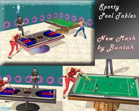 Sims 2 — Sporty Pool Tables by buntah — New modern pool table mesh with different sport themes in place of the plain ol'