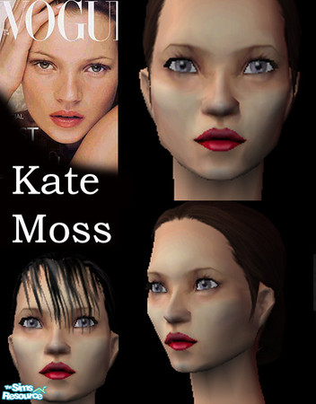 Sims 2 — Kate Moss by Trash — ex-alcoholic top model Kate Moss. as the face is in the background you can add eyeliner or