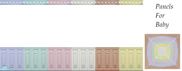 Sims 2 — Panels for Baby by Lorah — Pastel colored half paneled walls for baby's room in mint, pink, white, blue, wood