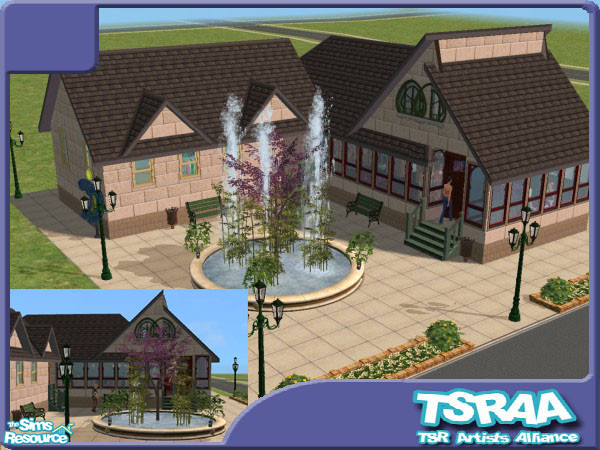 Sims 2 — Gunther Square by vector_prft — Gunther Square is a 2x2 community lot, extra-small for fast loading. It contains
