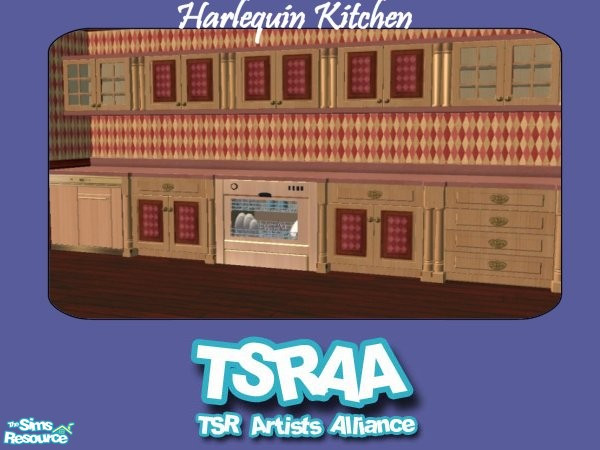 Sims 2 — Harlequin Kitchen by c_literati — Counter and matching appliances inspired by jenwar's diamond-pattern wall