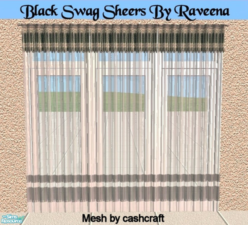Sims 2 — Black Swag Sheer Curtains by Raveena — You need cashcraft\'s curtain mesh for these curtains to work in the