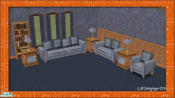 Sims 2 — Country Blue Living Room by lilsimmer03 — Country charm combined with a modern twist. Includes sofa, loveseat,