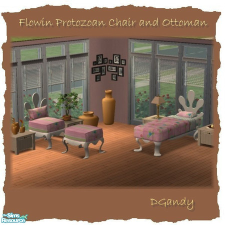 Sims 2 — Flowin' Protozoan Chair and Ottoman by Dgandy — Fabric is pulled from the bedding fabric files. Modified with